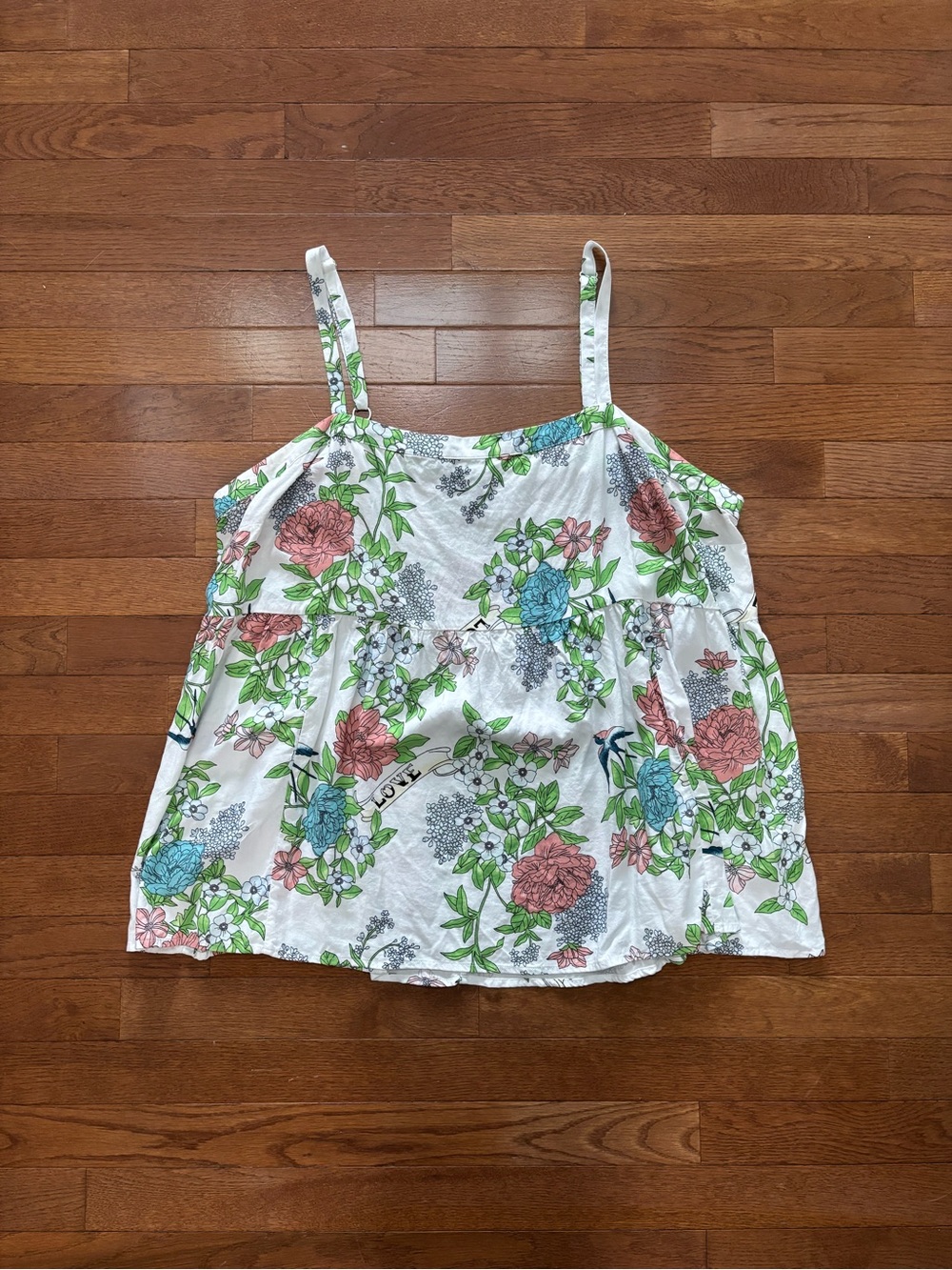 Torrid White Peplum Tank Top with Colorful "Tattoo" Print